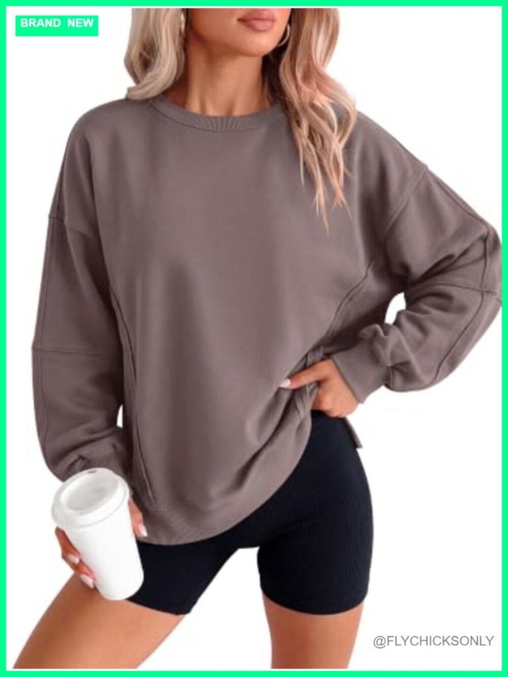 Oversized Long Sleeve Crewneck Pullover Sweatshirt